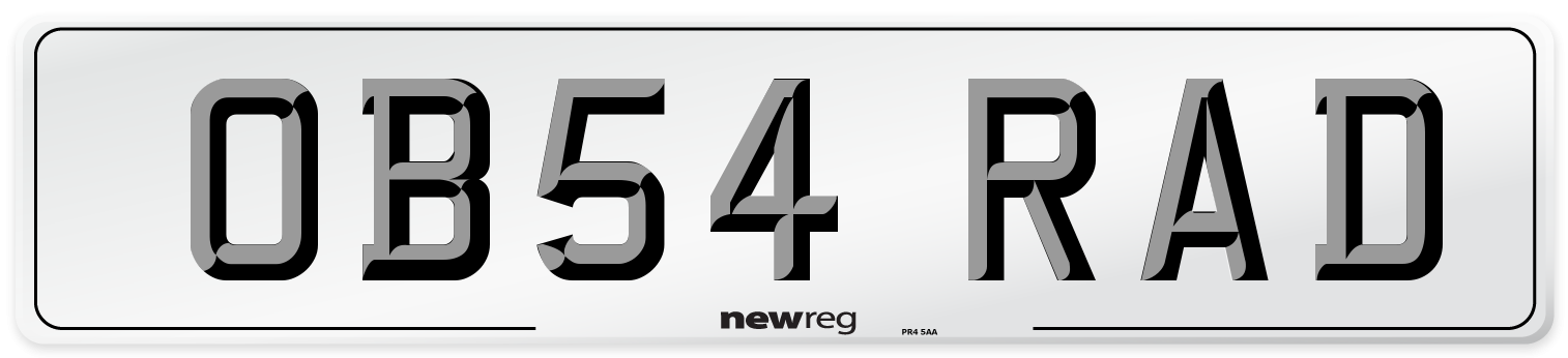 OB54 RAD Number Plate from New Reg